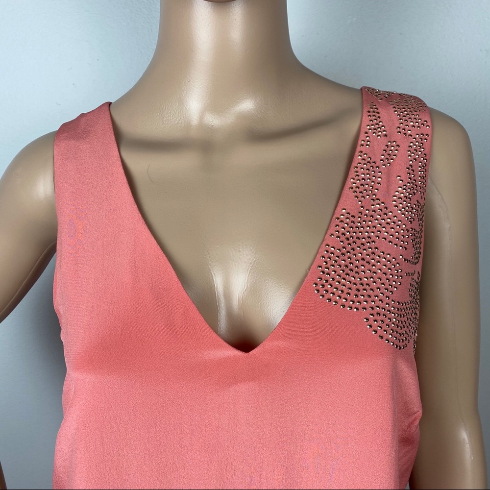NEW TRINA TURK STUD EMBELLISHED SLEEVELESS V-NECK MINI DRESS - Picture 3 of 5